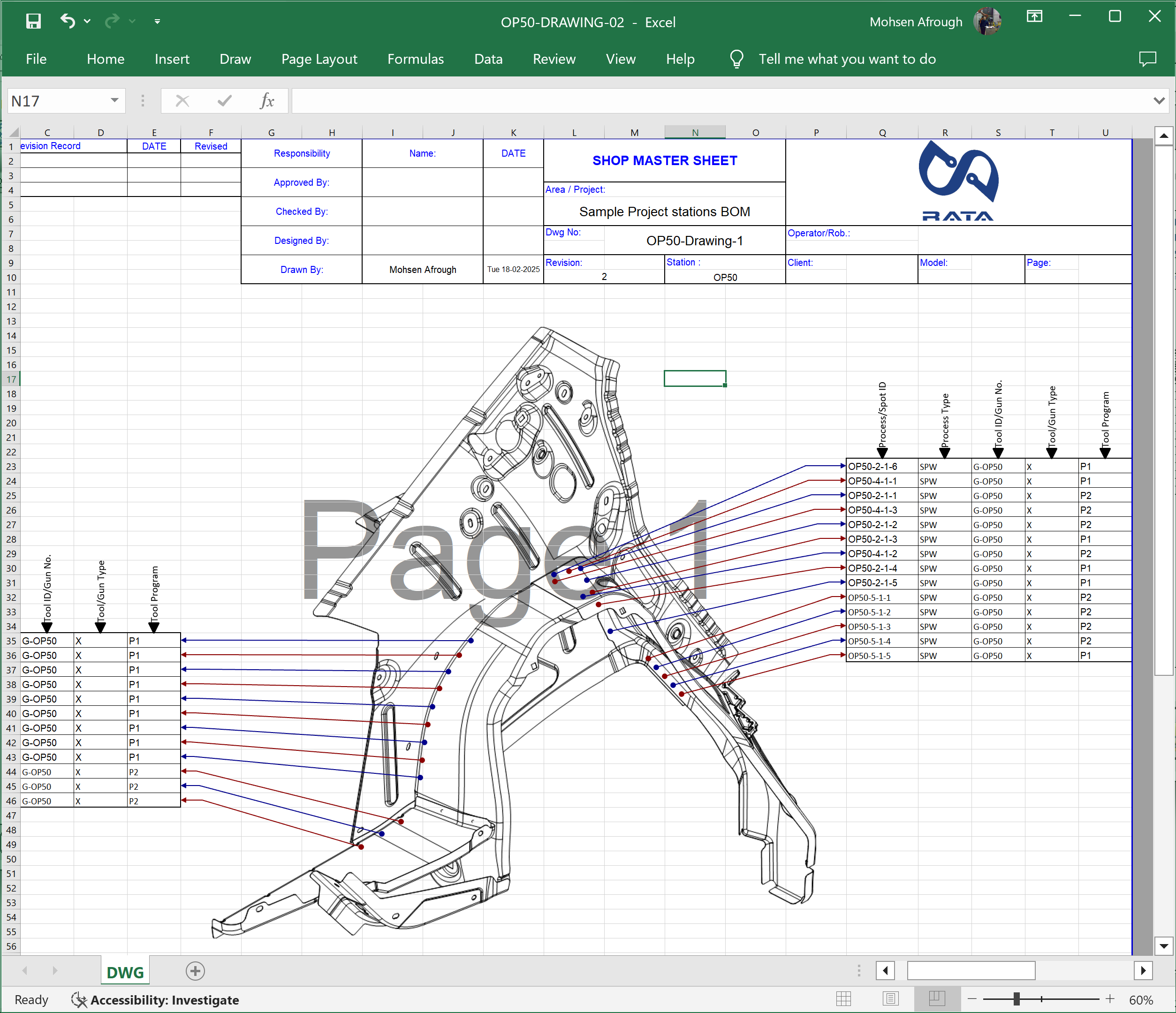Creation of Process Sheet Drawings