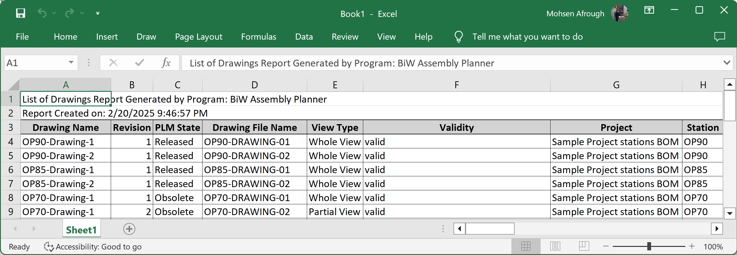 Reports in MS-Excel® Sheets